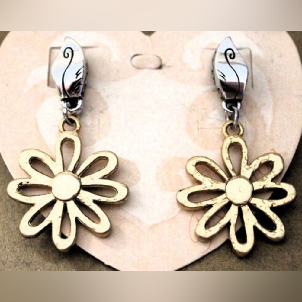 BRIGHTON Vincent’s Silver & Gold Flower Drop Earrings
